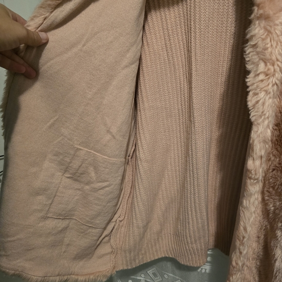 Roaman's Pink Faux Fur Rib Knit Cardigan Jacket Women's 22-24 1X - Picture 4 of 14